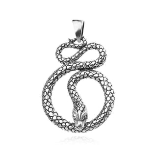 сребърен медальон, без камък, оксидирано сребро, змия
