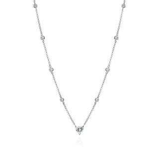 сребърно колие, цирконий, родиево покритие, сърце