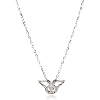 нежно сребърно колие, ангелски криле, цирконий, родиево покритие,