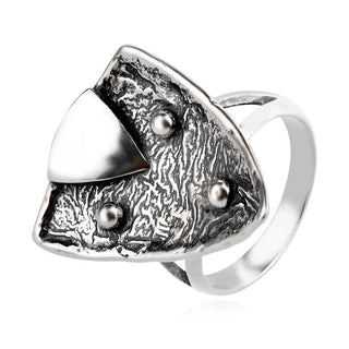 сребърен пръстен, без камък, оксидирано сребро