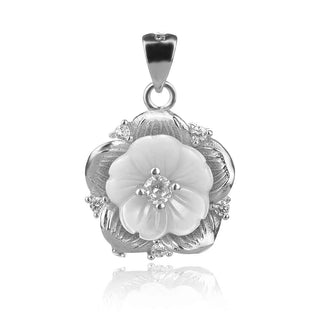 сребърен комплект , лилия , седеф и циркон