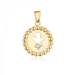 златен медальон, цирконий, ангел