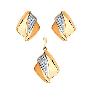 сребърен комплект, розова позлата, цирконий, sokolov,