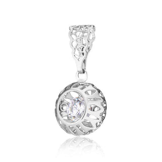 нежен сребърен медальон, танцуващ камък, цирконий, родиево покритие, Alfa