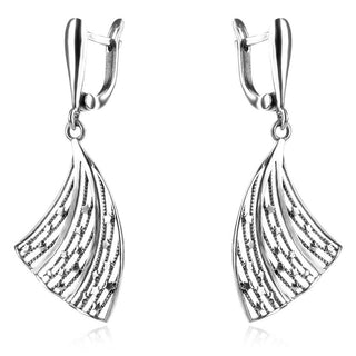 висящи сребърни обеци, без камък, оксидирано сребро, Алгара,