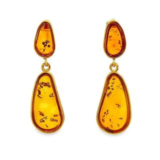 Сребърни обеци - Amber Drop Elegance