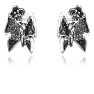 сребърни обеци, пеперуда, без камък, оксидирано сребро, Алгара,