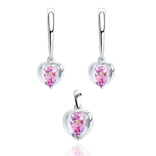 сребърен комплект сърце с аметист