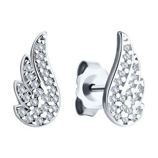 сребърни обеци, цирконий, родиево покритие, Sokolov, крило