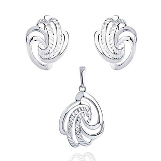 сребърен комплект, лазерна обработка, без камък, родиево покритие, sokolov,