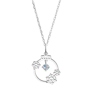 нежно сребърно колие, снежинка, зима, Коледа, цирконий, родиево покритие, sokolov,