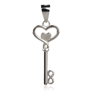 сребърен медальон ключ сърце безкрайност