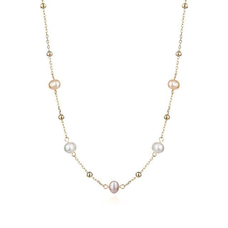 сребърно колие, перли, жълта позлата