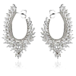 атрактивни сребърни обеци, цирконий, родиево покритие, подходящи за повод,