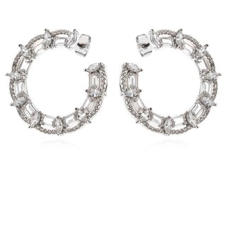 сребърни обеци, цирконий, родиево покритие, подходящи за повод