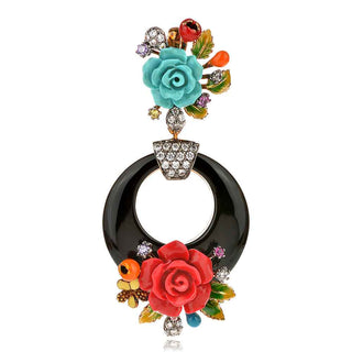 атрактивен сребърен медальон, жълта позлата, пресован корал, черен оникс, цирконий, ganezzi,