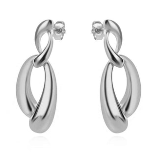 сребърни обеци, без камък, родиево покритие, висящи обеци