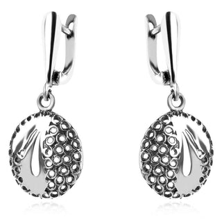 сребърни обеци, леко висящи, без камък, оксидирано сребро, Алгара,