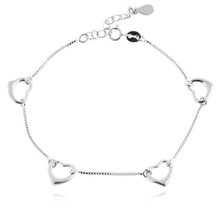 сребърна гривна, родиево покритие, сърце