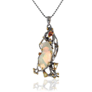 Сребърно колие - Ethiopian opal