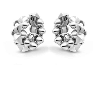 сребърни обеци, без камък, обеци тип халка, шипове, по модел на Cartier,