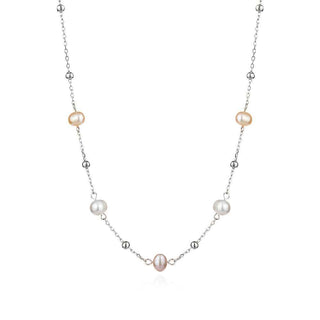 сребърно колие, перли, родиево покритие