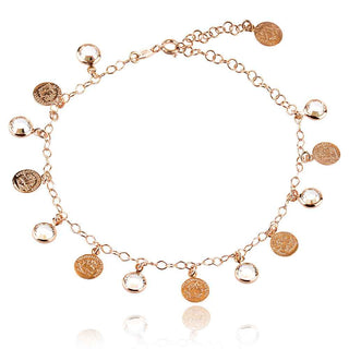 гривна за глезен с монети и кристали