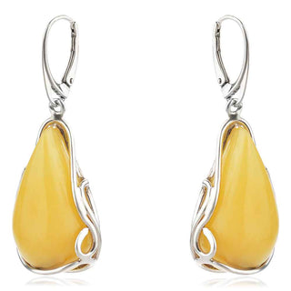 Сребърни обеци с кехлибар