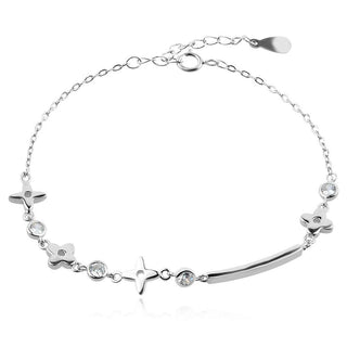 сребърна гривна, цирконий, родиево покритие