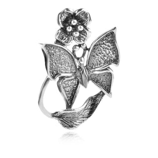 сребърен медальон, пеперуда, без камък, оксидирано сребро, Алгара,