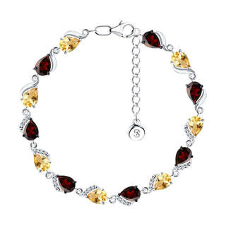 Сребърна гривна - Citrine and Garnet