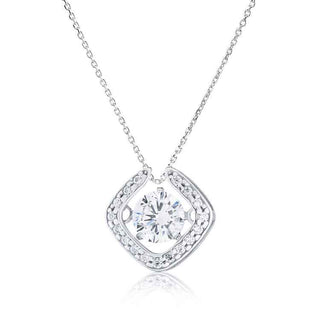 нежно сребърно колие, танцуващ камък, цирконий, родиево покритие, Alfa