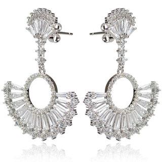 Сребърни обеци , родиево покритие , цирконии