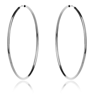 сребърни обеци , обеци халки, родиево покритие, без камък