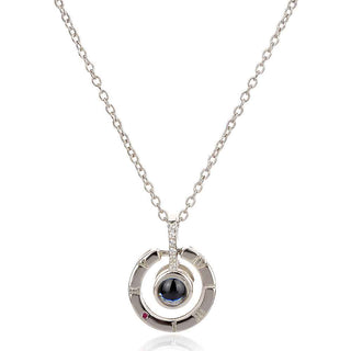 сребърно колие кръг , цирконии , рубин
