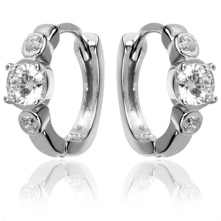 сребърни обеци халки с камък