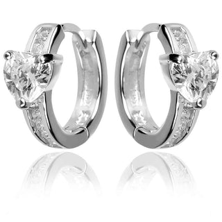 Сребърни обеци халки с камък