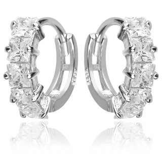 Сребърни обеци халки с цирконии