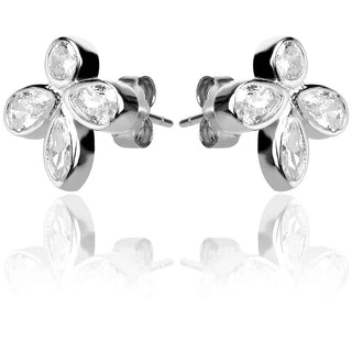 Сребърни обеци на щифт с цирконии