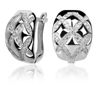 Сребърни обеци на английско закопчаване с цирконии