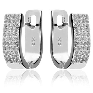 Сребърни обеци полухалки на английско закопчаване с цирконии