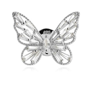 сребърна брошка, цирконий, родиево покритие, пеперуда