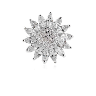 сребърна брошка, цирконий, родиево покритие,