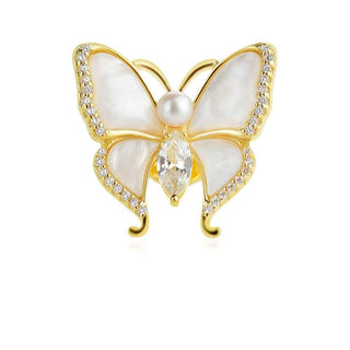 сребърна брошка пеперуда с позлата