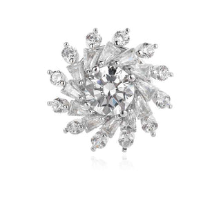 сребърна брошка, цирконий, родиево покритие,