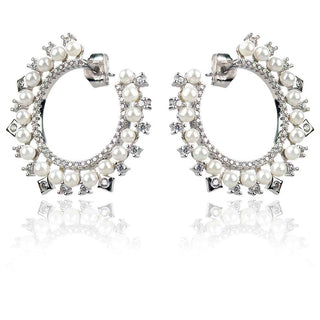 Обеци с перли и цирконии