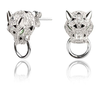 Сребърни обеци пантера