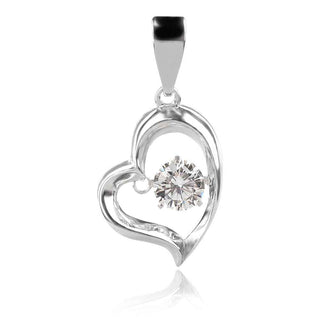сребърен медальон сърце с танцуващ камък