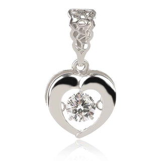 сребърен медальон сърце с танцуващ камък