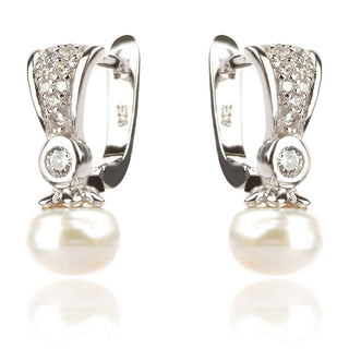 сребърен комплект с цирконии и перла